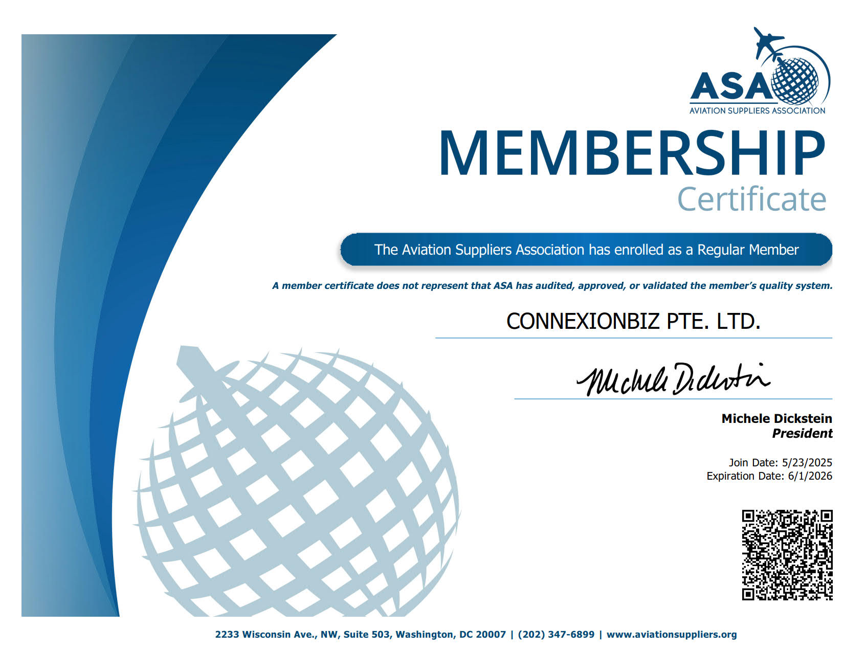 ASA Member Certificate